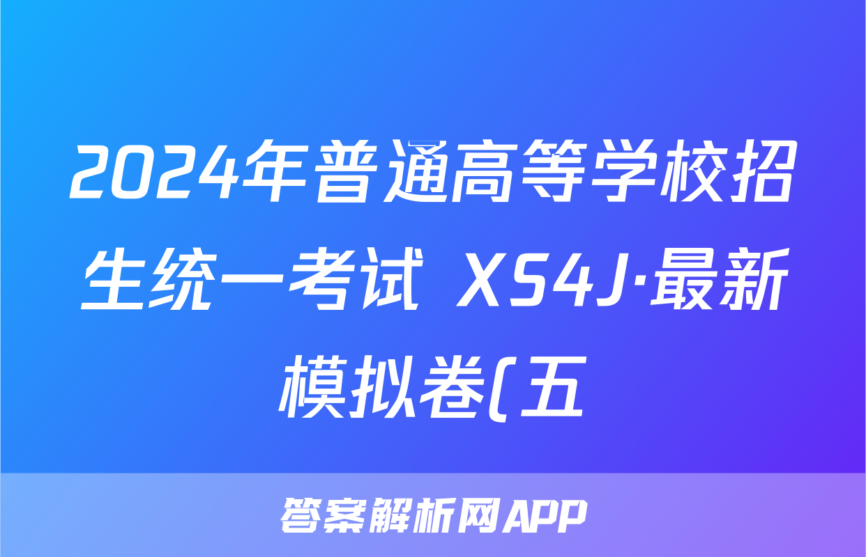 2024年普通高等学校招生统一考试 XS4J·最新模拟卷(五)5化学试题